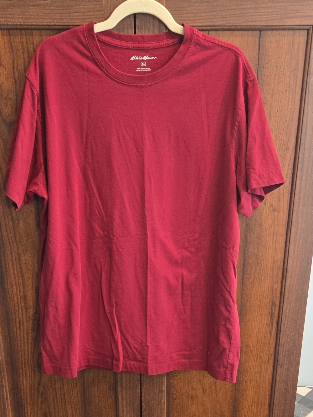 Eddie Bauer Men's Deep Red Crew Neck Short Sleeve Tee